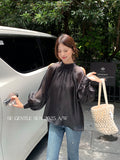 Fongt Xixi 2025 Autumn White Standard Korean Version Of The Lace With Chiffon Long-Sleeved Shirt Women's Top 89490