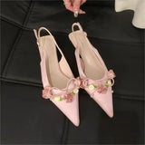 Fongt Small Sandals Women's 2024 New Summer Explosive Temperament Sharp-Heeled High-Heeled Shoes With Skirt Ballet Style