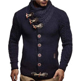 Fongt And Winter Men's Slim High Neck Single Breasted Cardigan Plus-Size Long Sleeve Knit Sweater Men's