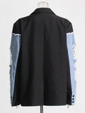 Fongt Temperament Commuter Wind 2024 Autumn New Fashion Jeans Stitching Hand Worn Design Suit Jacket Female-Outfit