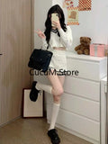 Fashion Y2k 2 Piece Set Woman Casual Knitting Sweater Tops + Slim Bodycon Mini Skirts Elegant Solid Suit Office Lady Chic-Outfit