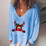 V-neck Long Sleeve Pullover Casual Loose