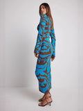 Fongt Women's Sexy Knitted Leopard Print Long-Sleeved Dress Sweater Long Dress