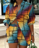 New Women's Wear Fashion Printing Temperament Commuter Two-Piece Set-Outfit