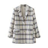 XITIMEAO New Women Casual Woolen Coat Blazer Office Lady Plaid Slim Suit Coat Single Breasted Thickening Ladies