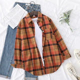 Plaid Shirts Womens Blouses And Tops Long Sleeve Loose Checked Female Clothes Outwear Winter 2022