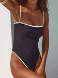 Contrast Binding Basic One Piece Swimsuit-Outfit