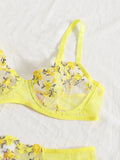 Floral Embroidery Transparent Lace 2 Piece Set-Outfit