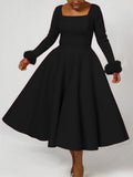 Fongt Party Dress Winter Temperament Elegant Hairy Decorative Dress African Dress
