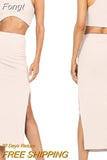 Piece Skirt Set Women's Suit y2k Clothes Summer 2023 Sexy Outfit Cropped Top and Split Skirt Chic Elegant Female