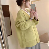 Fongt Women's Wear Fall / Winter 2024 New Large Pocket Knit Cardigan Top-Outfit