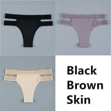 Seamless Panties Ladies Thong Plus Size Women Sexy G String Low Waist Panty Solid Ice Silk Intimates Underwear M-XL