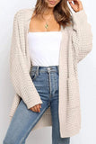 Fongt And Winter Hot Style Lady Solid Color Long Sleeve Pocket Loose Cardigan Knit Sweater