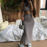 New Arrival White Two Piece Set Women Sexy Party Tank Tops Slim Ruched Skirt Elegant Bodycon Suit Dress Matching