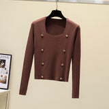 Cropped Sweater Women Clothes Long Sleeve Pullover Knitted Top Autumn Jumpers Korean Fashion Womens Sweaters Jersey
