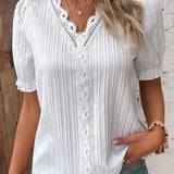 Fongt Summer New Holiday Fashion Hollow Short-Sleeved Women's Shirt
