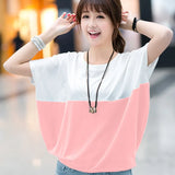 Fongt Summer Korean Version Plus Size Women's Loose Bat Shirt Student Women's Short Sleeve T-Shirt Fat Mm Summer T-Shirt