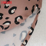 Women Retro Pink Leopard Print Blouse Long Sleeve Chic Female Casual Loose Shirt Blusas Femininas