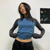 Vintage Raglan Long Sleeve Crop Top-Outfit