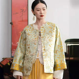 Chinese Heavy Industry Woven Gold Song Brocade Coat 2024 Spring New Fashion Retro Plate Buckle Jacquard Tang Coat-Outfit
