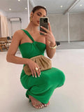 Pleated Backless Sexy Maxi Dresses for Women 2023 Summer One Shoulder Bodycon Long Dress Elegant Party Evening y2k