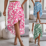 Fongt Shooting 2025 Spring And Summer Flowers Lotus Leaves In The Middle Of The Long Irregular Skirt Women's Dress