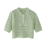 New Knitted Button Short Blouse 5755020-Outfit