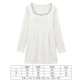 Fongt Women's Clothing 2025 Winter New Square Neck Nail Beads To Collect Short A-Shaped Dress