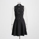 Temperament Famous Style Dress Dress 2025 Spring New Fashion Neck Nail Studded High-Level Dress Dress