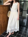 Fongt Xixi 13 Line 2025 Summer New Elegant Temperament Pure Color High Waist Lace Dress Dress Women 88272