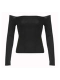 black slim long sleeve top with off
