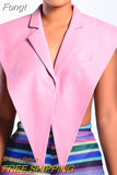 Women Notched Collar Faux Leather PU Tank Tops Ladies Sexy Sleeveless Shawl Vest 2023 Fall Harajuku Lolita