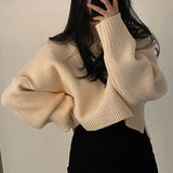 Dark Academia Oversized Crochet Knit Sweater-Outfit