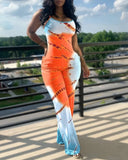 Independent Station Spring And Summer Fashion Printing Suspender Conjoined Trousers Spot-Outfit