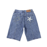 Devil Island Jeans Star Embroidered Jacket High Street Vintage Shorts-Outfit