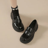 Fongt New Shallow Mouth British Style Student Single Shoes Korean Version Of College Style Happy Shoes With Skirt Small Leather Shoes