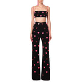 Fongt 2025 New Star Fashion Heart Shaped Liange带 Vest Pants Set Two-Sleeve