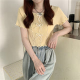 Bow Bow Short-Sleeved T-Shirt 2025 Summer New Hundred Korean Version In Short Small Man With