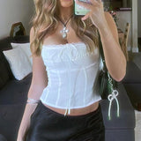 Desire White Sling Top Chest-Shaped Slim Lace Lace Belt Bare-Back Girl Vest 2024 New