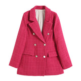 Fongt Women's 4 Color Texture Double Buckle Long Blazer Women K2 New Autumn