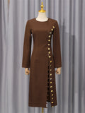 Fongt Oil High-End Women's Decoration Long Dresses 2025 New Long Sleeve Opens High-Sleeves Dresses For Women