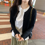 Single-Breasted Knitted Cardigan Jacket Women's Autumn And Winter New Style Underwear Soft Waxy Leisure Lazy Sweater-Outfit