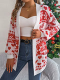 Shooting 2025 Autumn And Winter Christmas Deer Pocket Long Sleeve Cardigan Sweater Jacket Women's