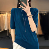 Fongt Spring New Five Minute Sleeve Sweater Bottom Shirt Female With French Unique Chic Jacket Sleeve Sweater-Outfit