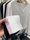 Design Sense Small Slim Solid Color Long-Sleeved T-Shirt Spring New Thin V-Collar White Bottomed