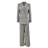 Fongt Early Spring New High-Grade Gray Heavyweight Hot Diamond Double Buckle Suit Trousers Set Two Sets