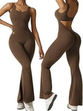 Fongt Women's Sleeveless Horn Jumpsuit Sexy Bare Back Vest Tightening Hip Yoga Jumpsuit