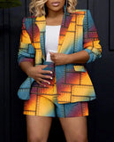 Fall New Style Women's Clothing Independent Station Fashion Temperament Printed Suit Shorts-Outfit