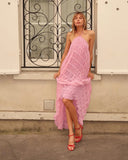 Halter Neck Ruched Midi Dress-Outfit