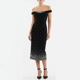 Sexy Style Dress Woman 2025 Spring New Elegant Shoulder Tight Diamond Dress Dress